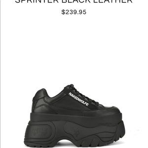 NWT Naked Wolfe Sprinter Black Leather Sneakers